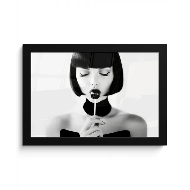 Vrouw - Lolly - Zwart - Wit fotolijst zwart zonder passe partout klein -3d