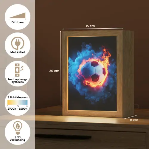 Voetbal - Vuur - IJs - Blauw Light Box met kabel klein -USP_NL