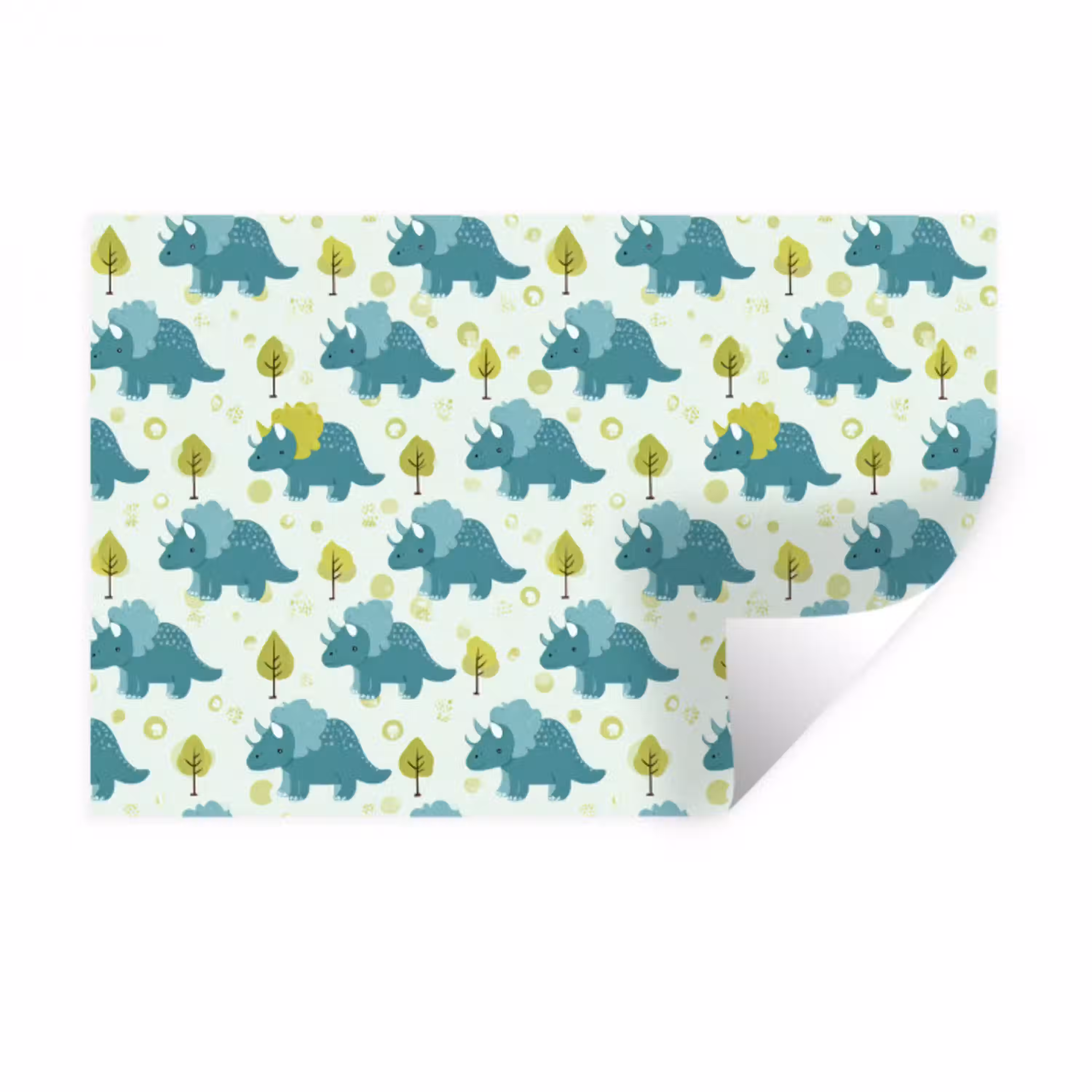 Triceratop - Blauw - Stippen - Boompjes Muursticker klein -3d