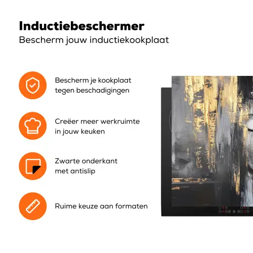 Boedhha - Penseelstreken - Goud - Abstract Inductie beschermer vinyl 3mm klein -zzzzzzz-td-ups