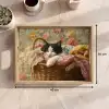 Kat - Bloemenprint - Rieten mand Dienblad Rechthoek middel -USP_Formaat