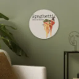 Spaghetti - tomatensaus - Parmezaanse kaas Akoestische PET Vilt - Rond klein -sfeer2