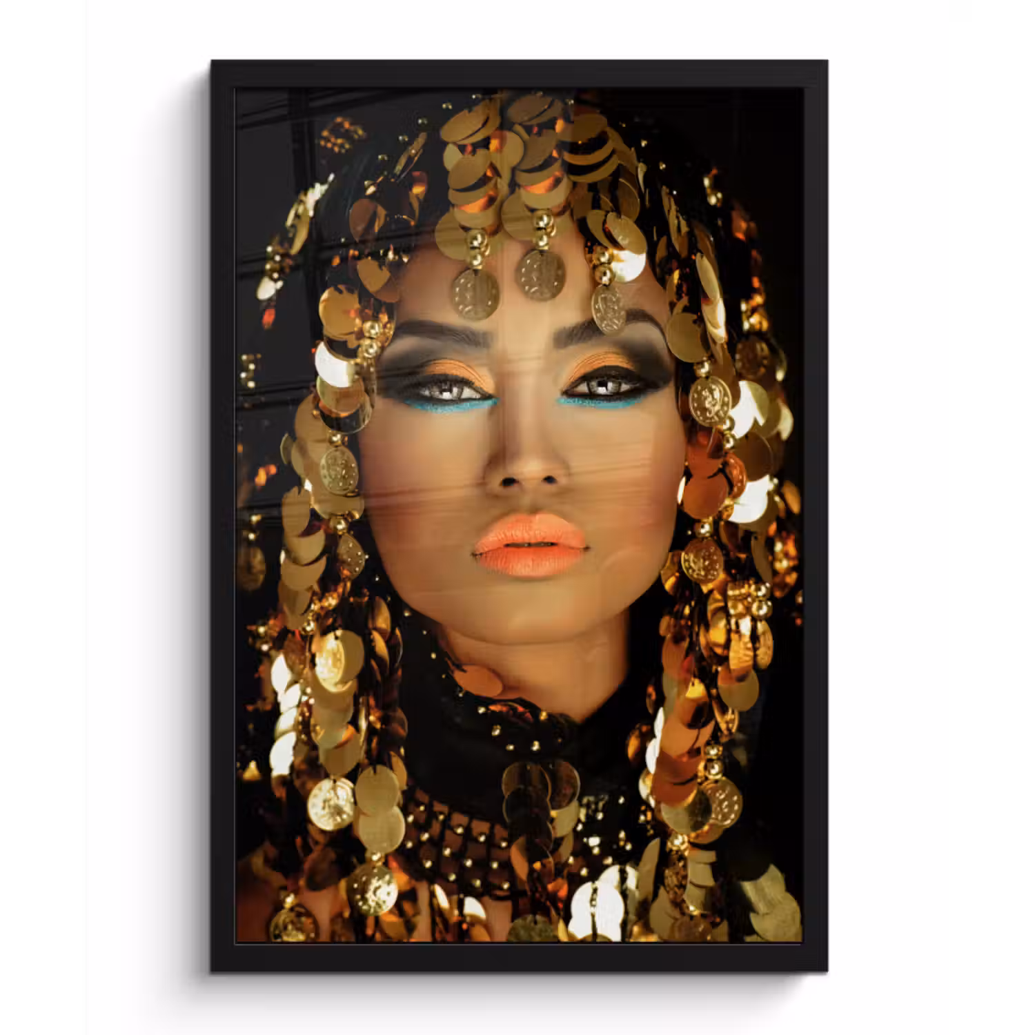Poster met lijst - Vrouw - Cleopatra - Goud - Sieraden - Make up - Luxe