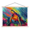 Koraal - Schildpad - Abstract - Water textielposter latten blank klein -3d