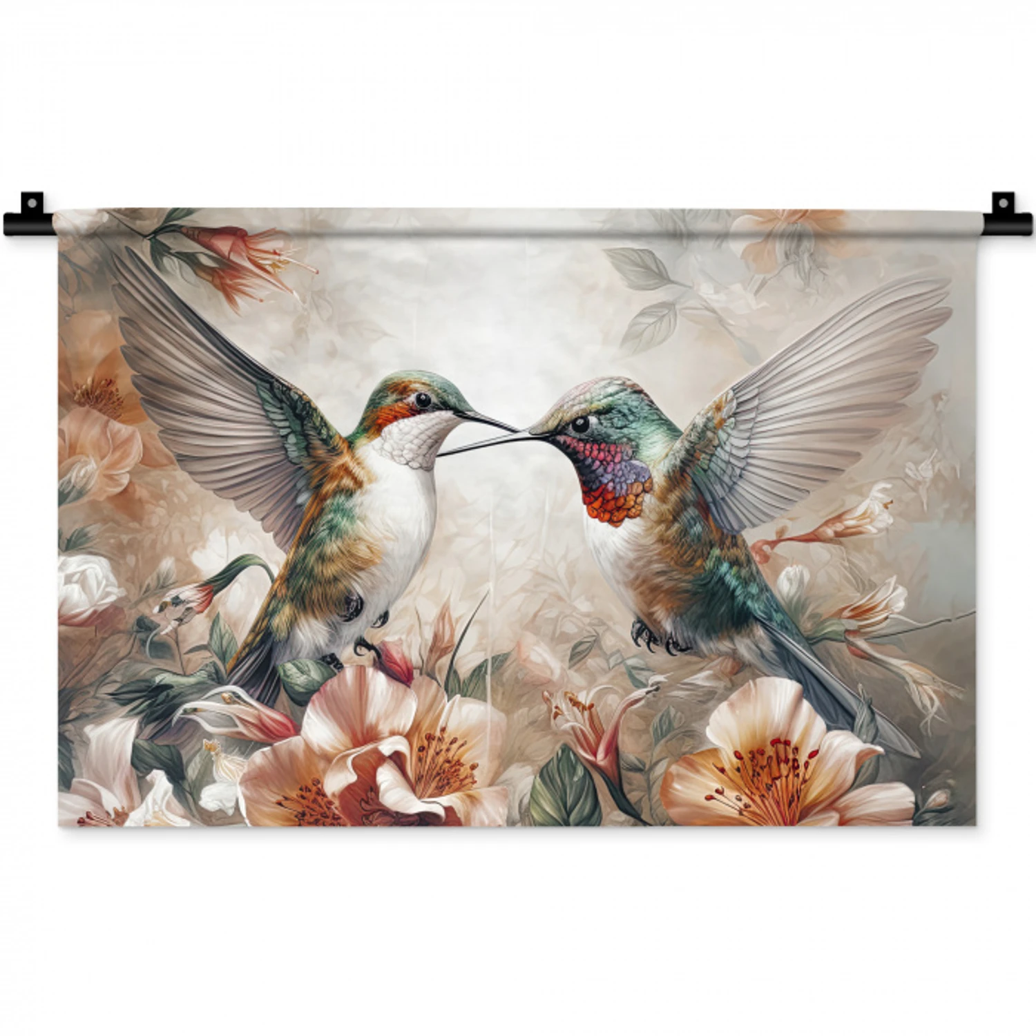 Kolibrie - Vogels - Bloemen - Natuur Wandkleed katoen klein -zz3d
