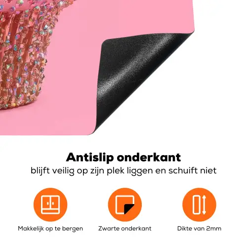 Cupcake - Kleurrijk - Edelstenen Inductie beschermer vinyl 3mm klein -zzzzzzz-td-onderkant