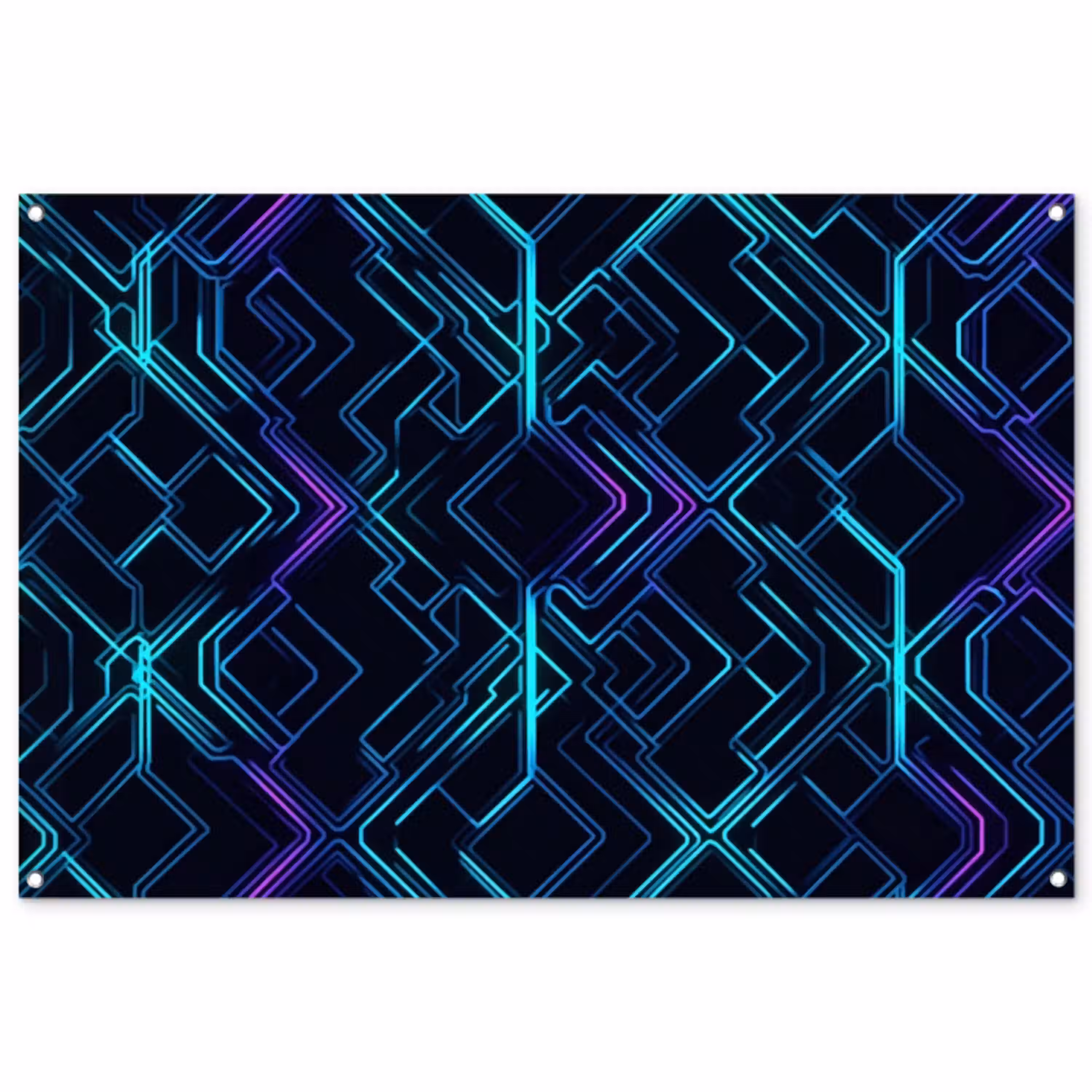 Gaming - Ruitvormen - Abstract - Neon - Paars tuinposter los doek groot -3d
