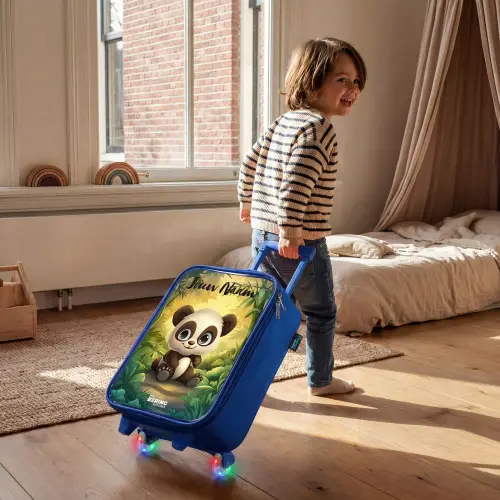 Panda - Bamboebos - Groen Kinderkoffer - Blauw klein -sfeer1