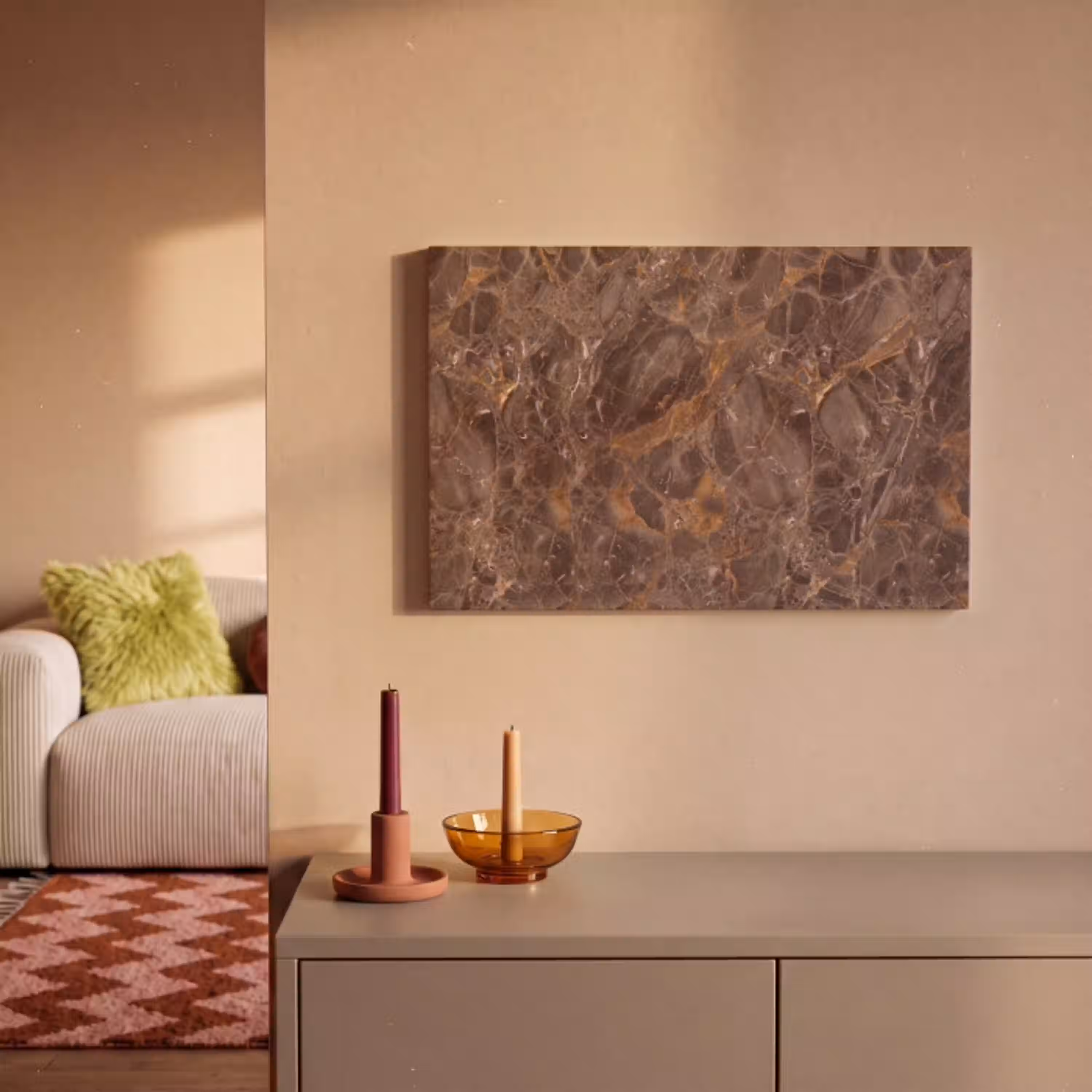 Marmer - Patroon - Natuur - Bruin - Goud canvas 2cm klein -sfeer1