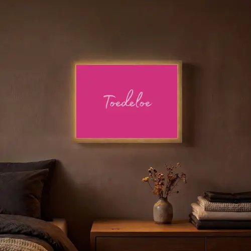 Toedeloe - Roze Light Box met batterij (Wandlamp) middel -sfeer4