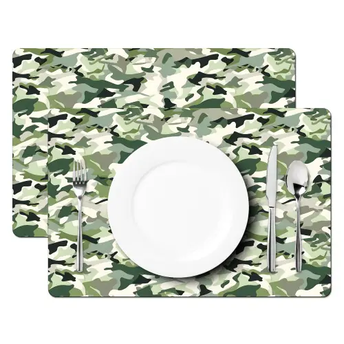 Abstract - Camouflage - Groen Placemat vinyl groot 368 -zzsfeer2_Kitchenyeah-website