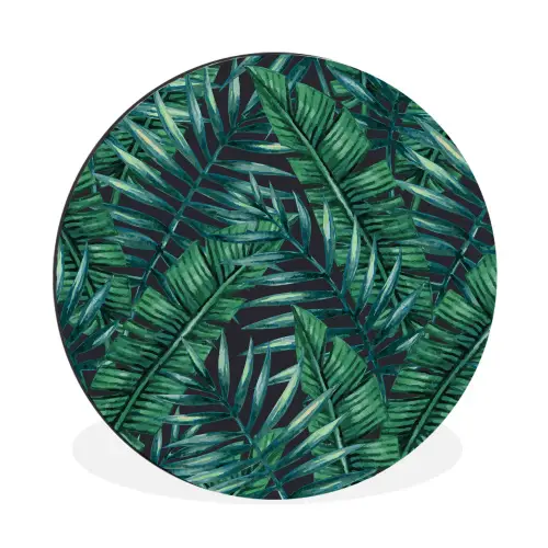 Bladeren - Tropisch - Jungle -  Natuur Wandcirkel aluminium klein -3d