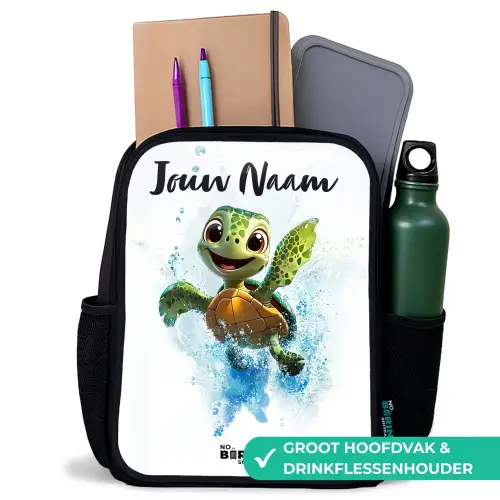Schildpad - Water - Groen Rugzak - Zwart middel -inhoud_NL