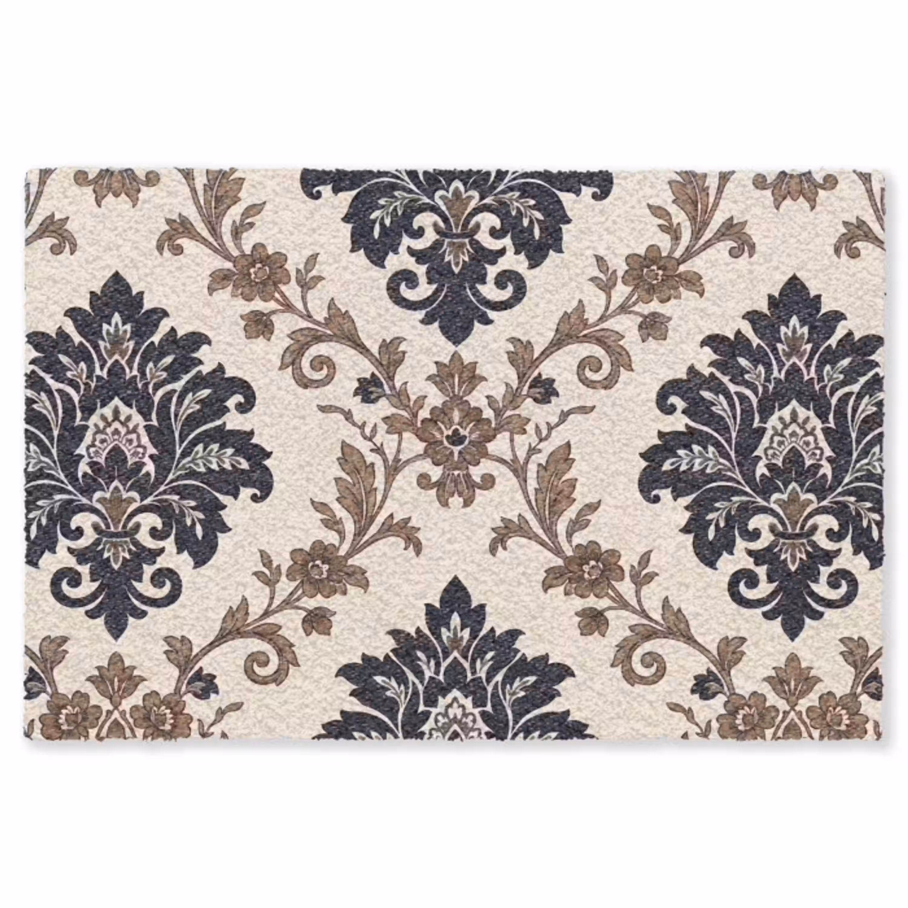 Patroon - Floraal - Klassiek - Beige-blauw Vloerkleed Rechthoek klein -3d
