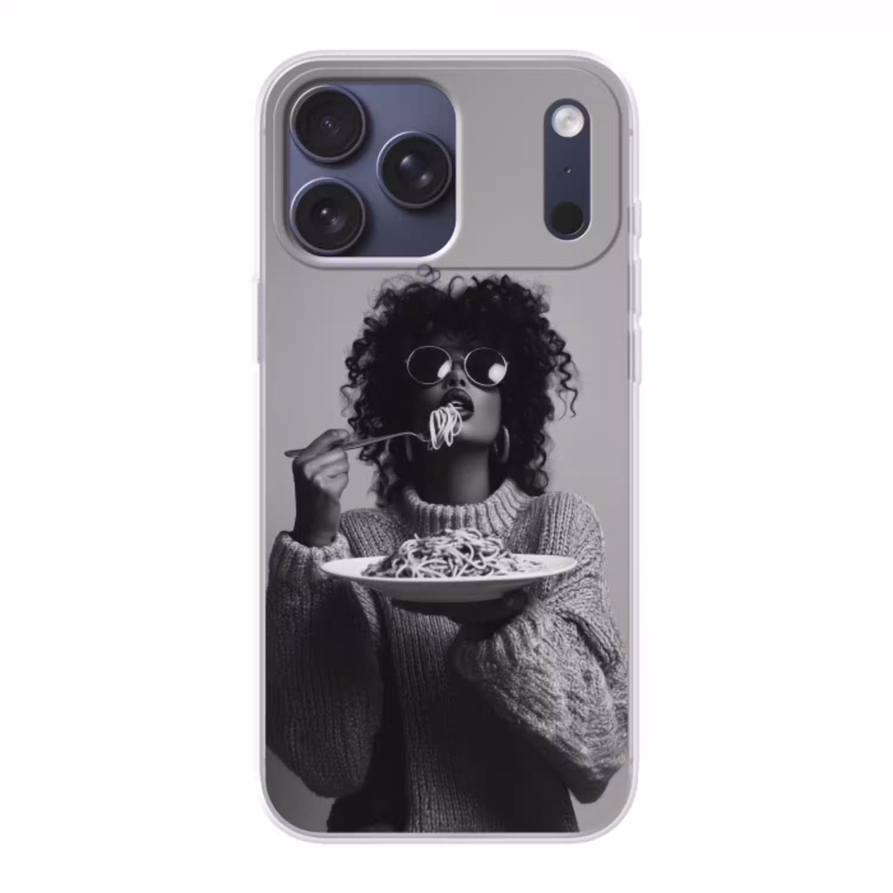 Vrouw - Pasta - Zwart - Wit Telefoonhoesje iPhone 17 Pro Max klein -3d