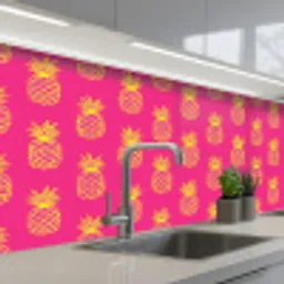 Ananas - Trendy - Roze keuken achterwand 2 middel 871 -3d_schuin