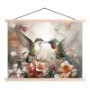 Kolibrie - Vogels - Bloemen - Natuur textielposter latten blank klein -3d