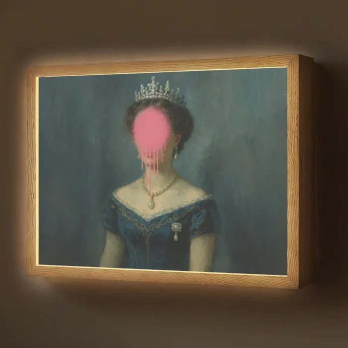 Kroon - Roze druipend verf - Portret Light Box met batterij (Wandlamp) middel -z3d_website