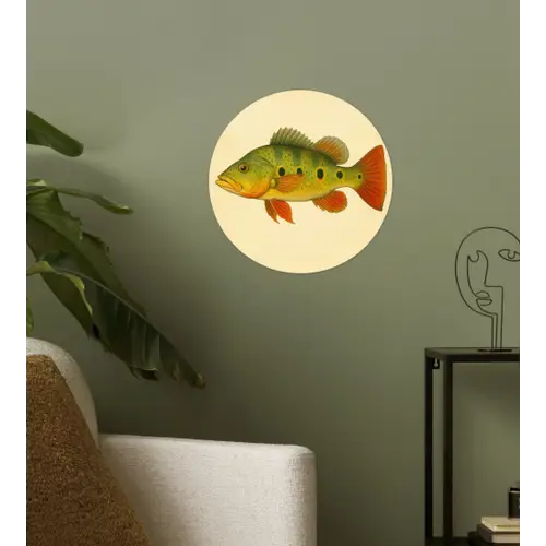 Schubben - Vis - Groen - Illustratie Wandcirkel behangsticker klein -sfeer2