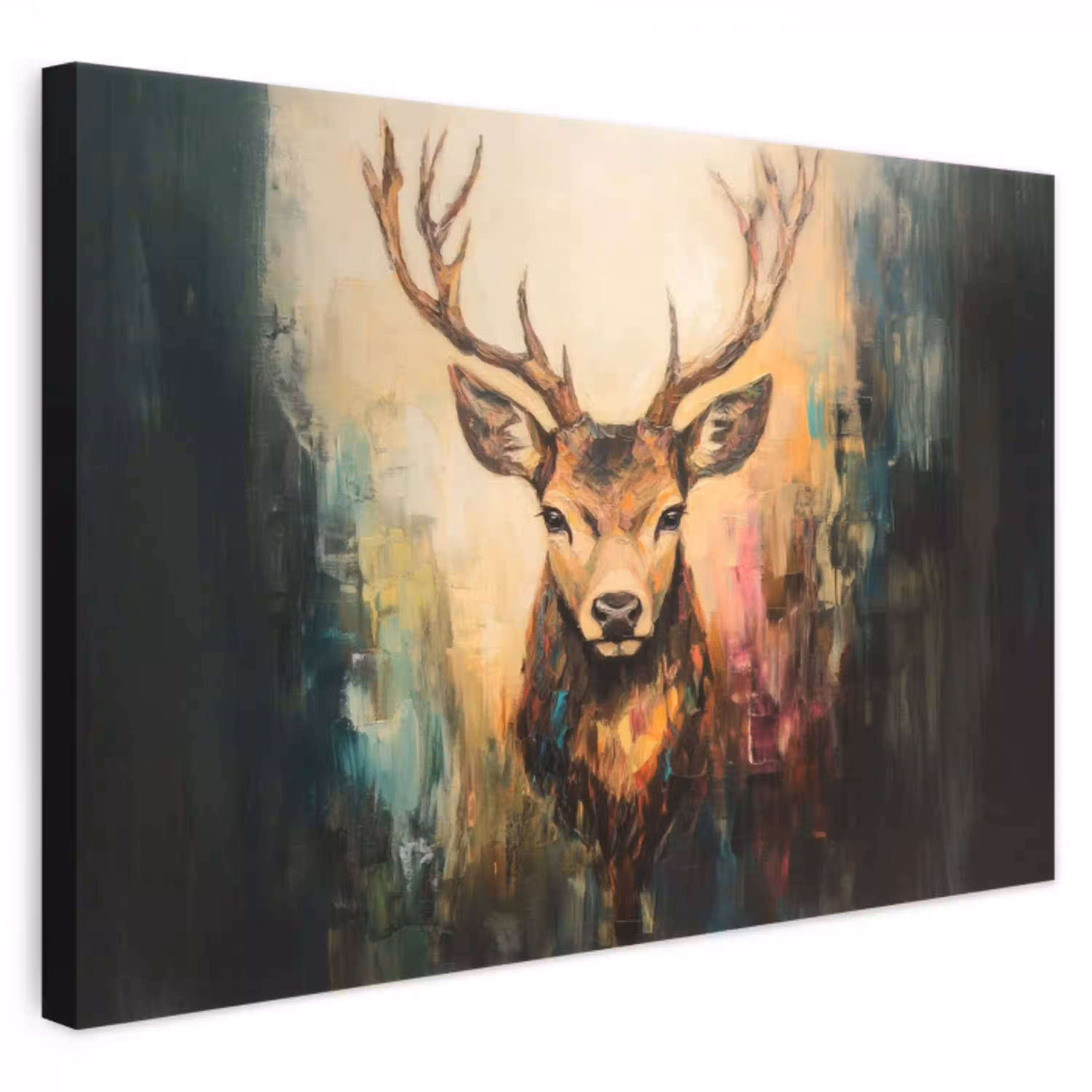 Hert - Geverfd - Gewei - Bruin canvas 2cm klein -3d