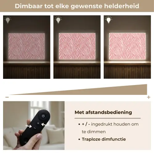 Zebra - Print - Roze Light Box met batterij (Wandlamp) middel 907 -USP_dimbaarNL