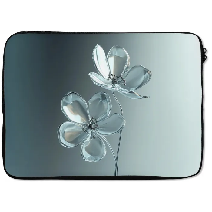 Kristal - Bloemen - Grijs laptophoes neopreen klein -zkaufland3dotto