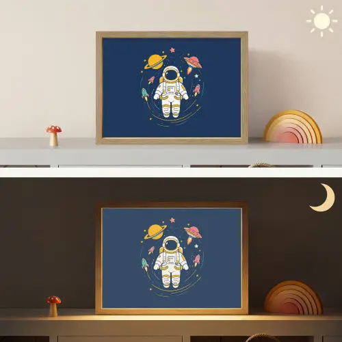 Astronaut - Planeten - Raket Light Box met batterij (Wandlamp kind) middel -sfeer3_kind