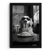 Golden Retriever - Hond - Vrolijk -  Bord spaghetti - Zwart - wit fotolijst zwart zonder passe partout klein -3d