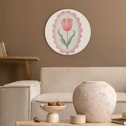 Tulp - Lijst - Ovaal - Illustratie Akoestische PET Vilt - Rond klein -sfeer1