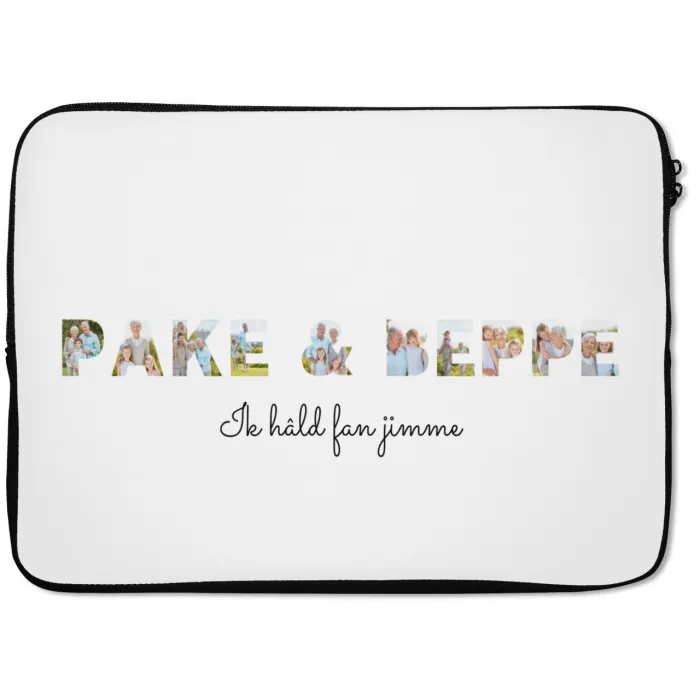 Pake & Beppe - Lettercollage laptophoes neopreen klein -zkaufland3dotto