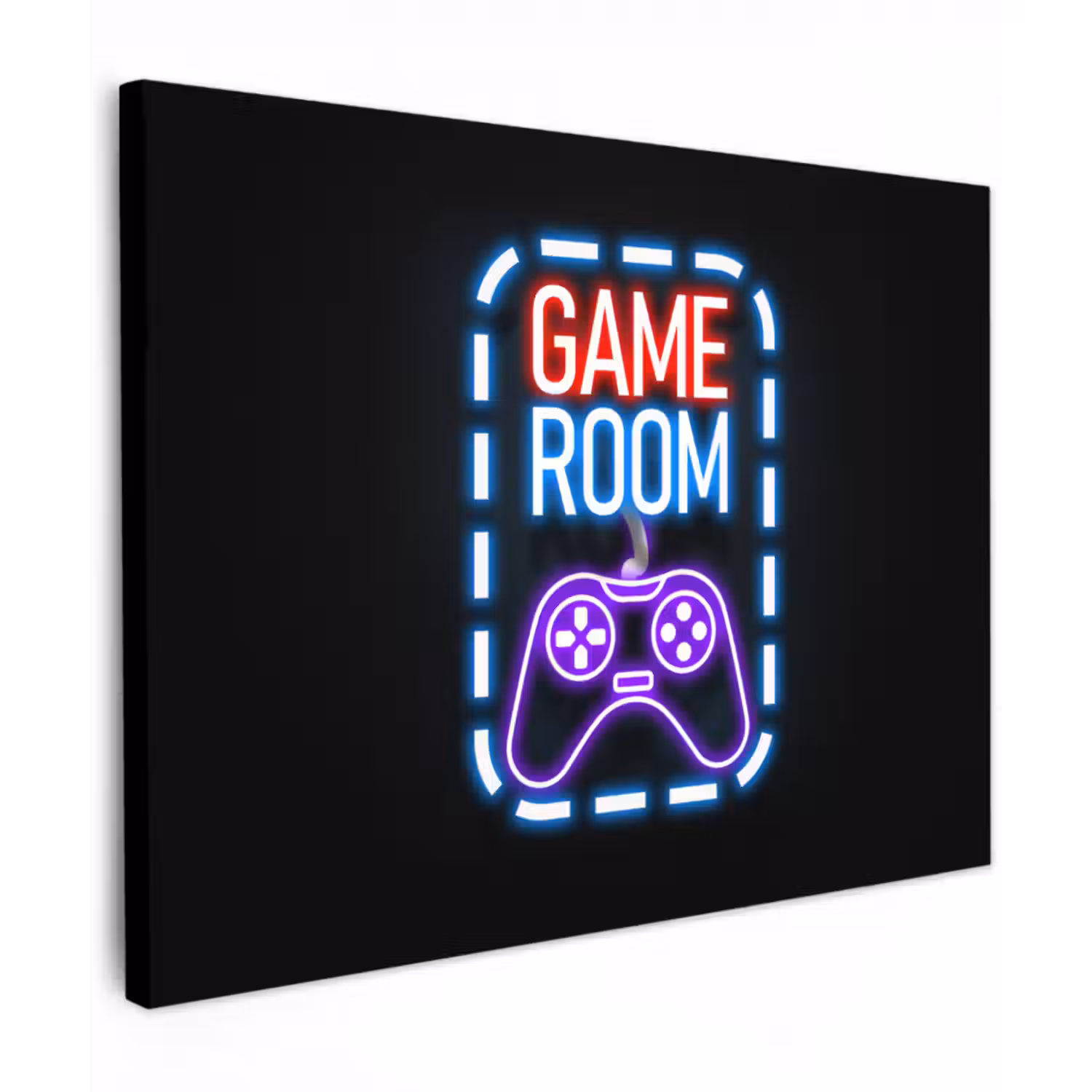 Canvas schilderij - Neon - Quotes - Game room - Controller - Zwart