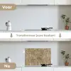 Bruin - Wit - Vlekken - Graniet keuken achterwand spatscherm klein 900 -voor_na_NL