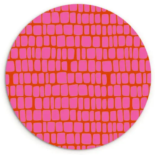 Organisch - Raster - Roze Wandcirkel kunststof plaat 5mm dik klein 188 -3d