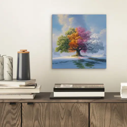 Boom - Seizoenen - Winter - Landschap aluminium wit klein -sfeer1