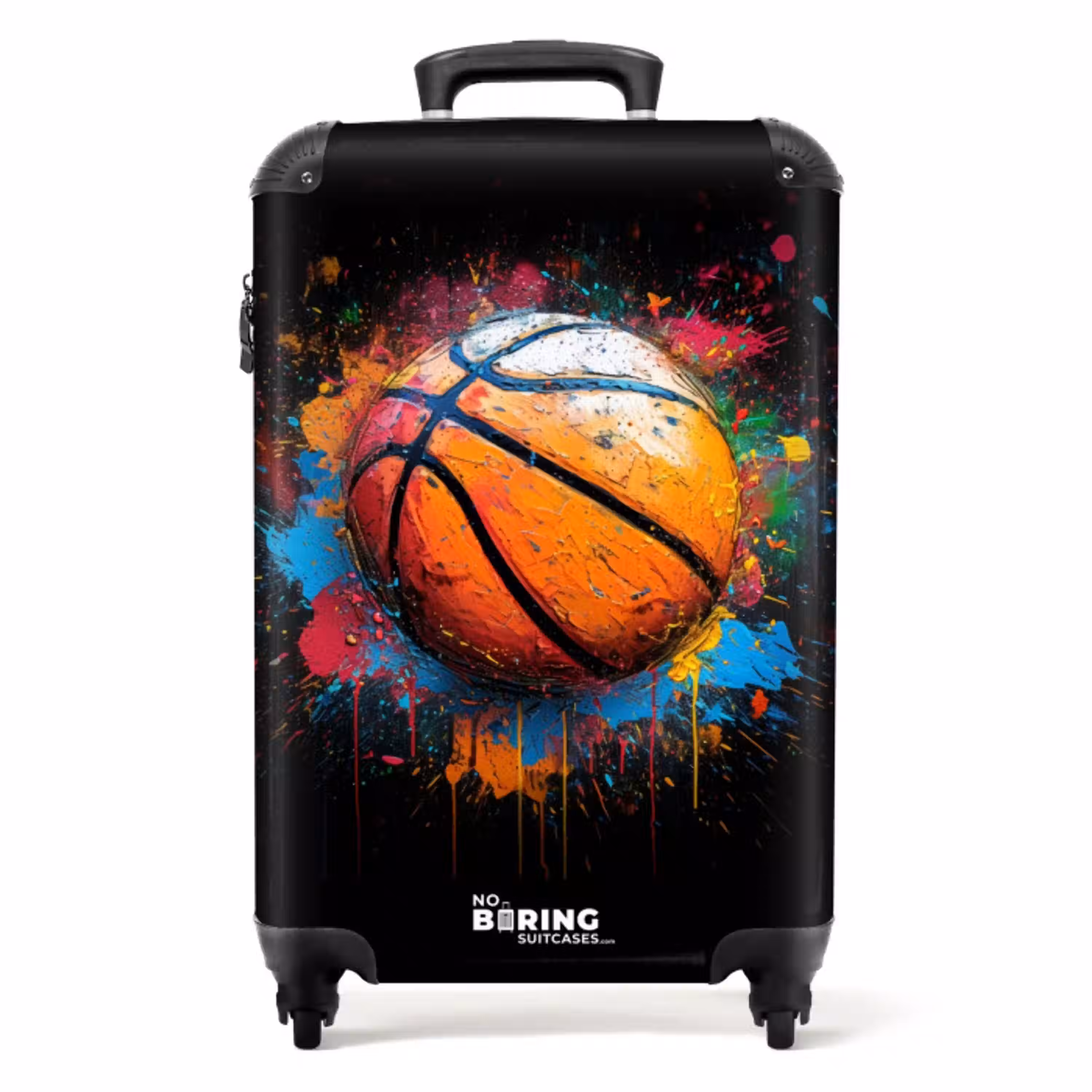 Oranje basketbal te midden van verfspetters NBS - Handbagage koffer - Volwassenen Unisex middel -productfoto_recht