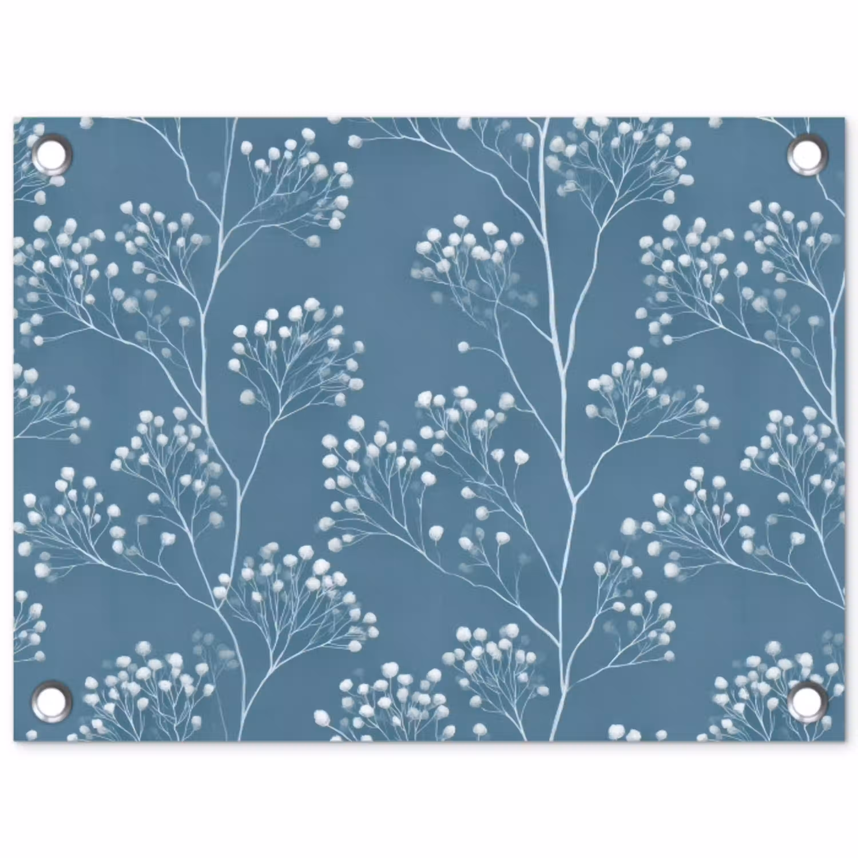 Takken - Bessen - Patroon - Lichtblauw tuinposter los doek klein 239 -3d