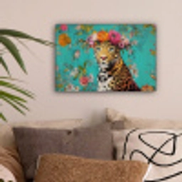 Luipaard - Bloemen - Kroon canvas 2cm klein -sfeer1