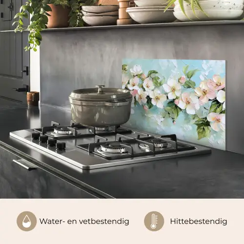 Bloesem - Bladeren - Lichtblauw keuken achterwand spatscherm klein -usp_NL