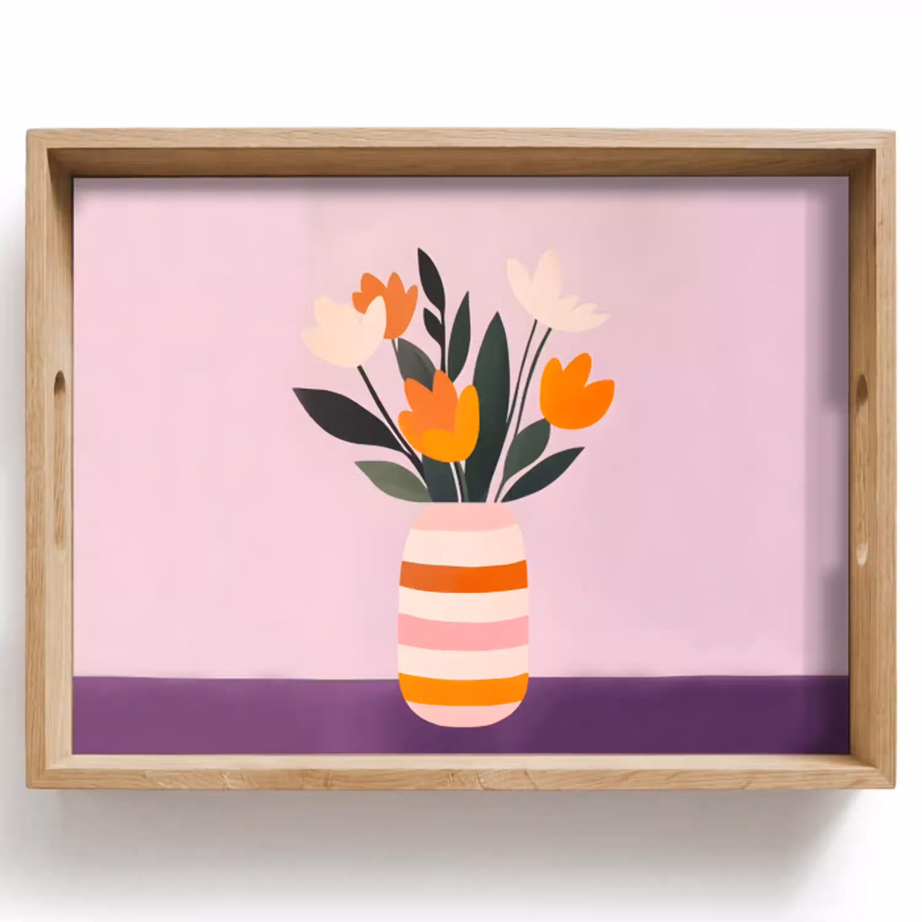 Tulpen - Vaas - Strepen - Paars Dienblad Rechthoek middel -z3d_shopping
