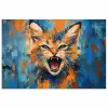 Kat - Kleurrijk - Oranje - Blauw poster papier klein -3d
