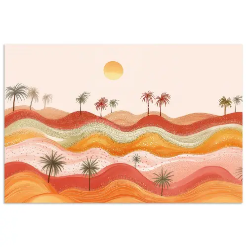 Abstract landschap - Palmbomen - Kleurrijk poster papier klein -3d