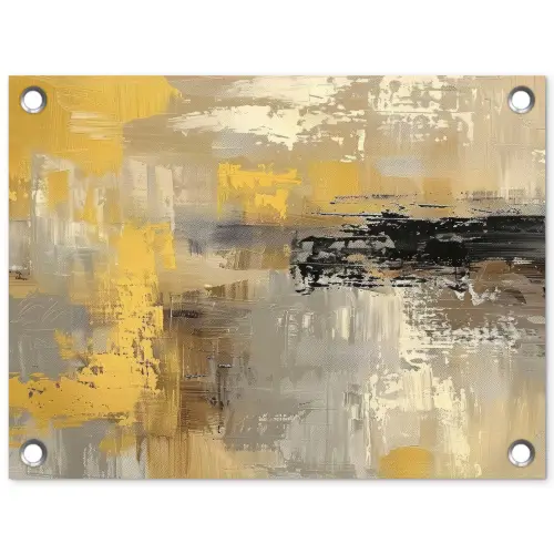 Abstract - Geel - Modern - Beige tuinposter los doek klein -3d