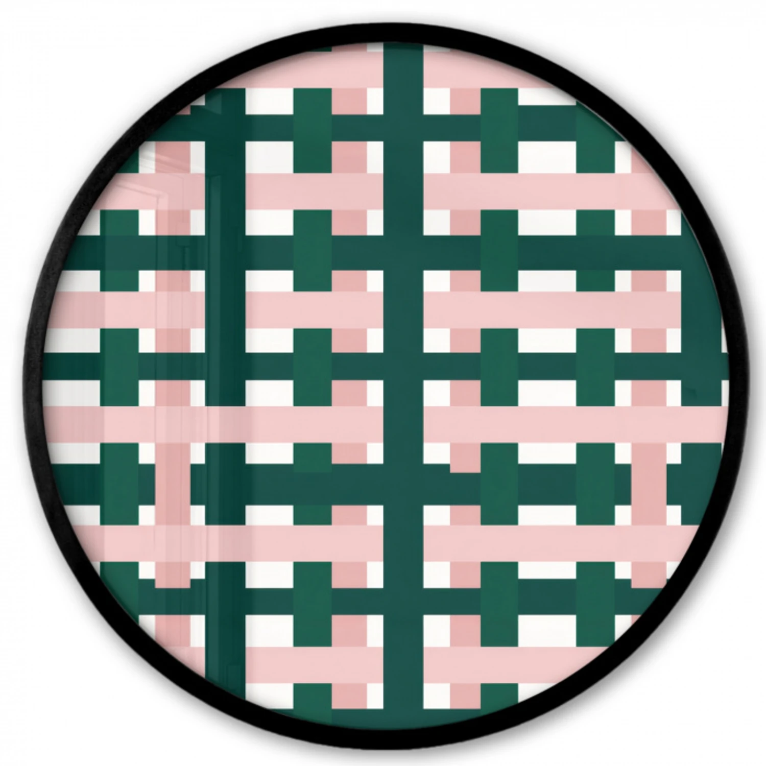 Vlechtpatroon - Groen - Roze - Grafisch Fotolijst rond zonder passe partout klein 856 -3d