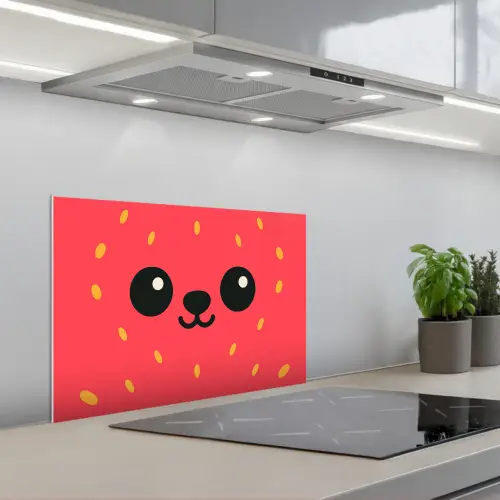 Kat - Aardbei - Cartoon keuken achterwand spatscherm klein -3d_schuin