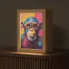 Graffiti - Chimpansee - Aap - Bril - Kleurrijk Light Box met kabel (Tafellamp) klein -z3d_website