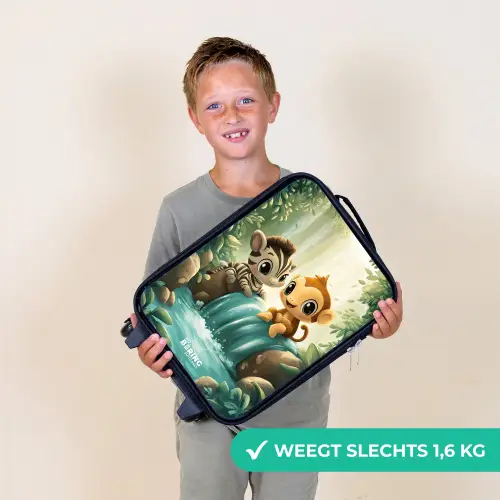 Zebra - Aapje - Waterval - Rotsen Kinderkoffer - Zwart klein -sfeer4_NL