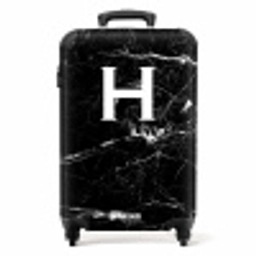 Marmer look - Letter H - Zwart NBS - Handbagage koffer - Unisex middel -productfoto_recht