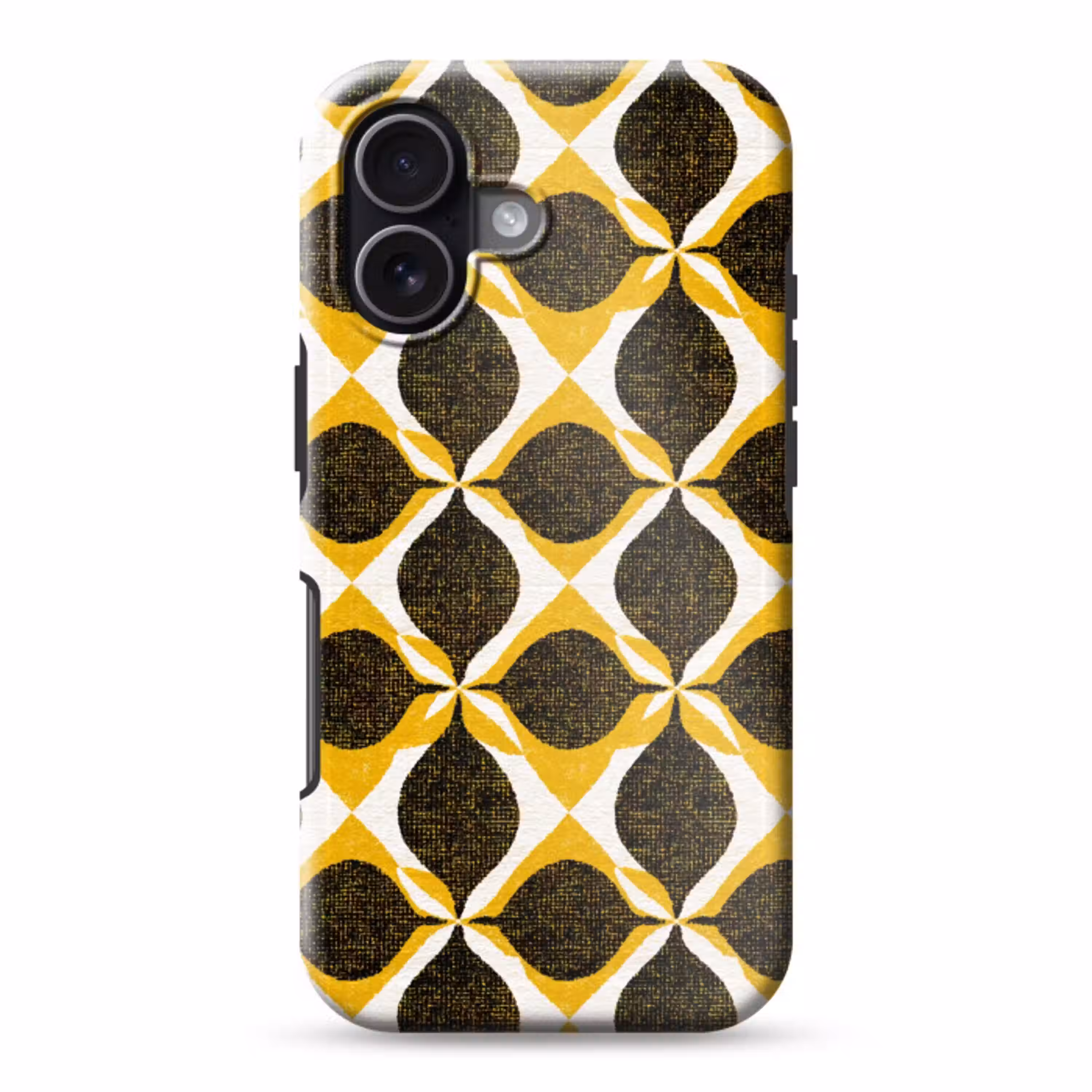 Geel - Zwart - Geometrisch - Retro - Textuur Toughcase MagSafe Apple iPhone 17 klein 1017 -3d