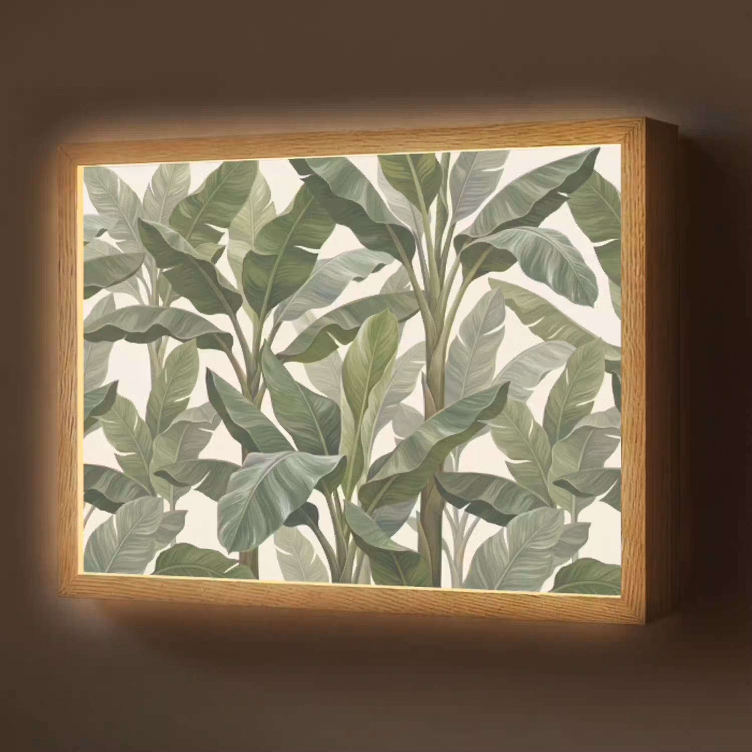 Planten - Bladeren - Tropisch - Groen Light Box met batterij (Wandlamp) middel -z3d_website