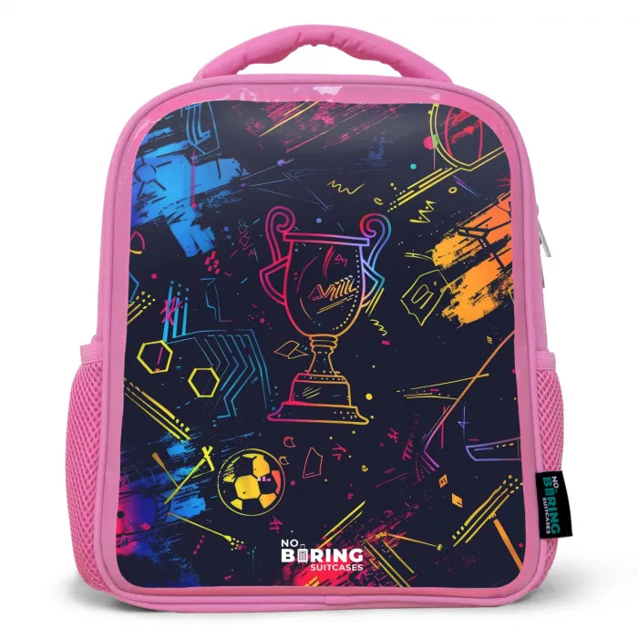 Neon sporttrofee design Kinderrugzak - Roze middel -3d